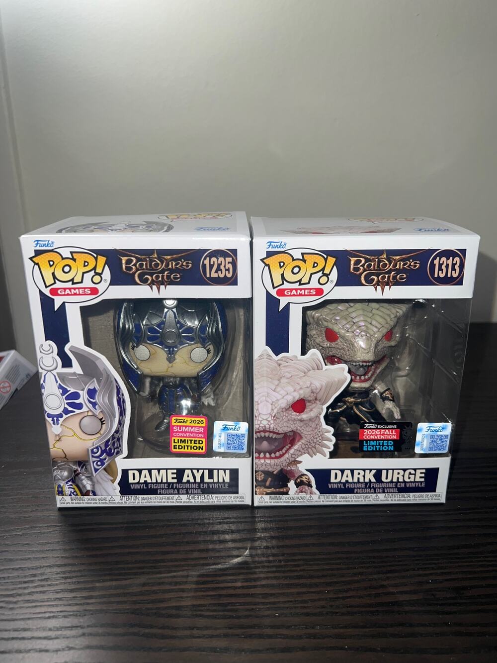2 LE EXC Baldur's Gate Funko Pops Dark Urge #1313 Dame Aylin #1235 Video Games
